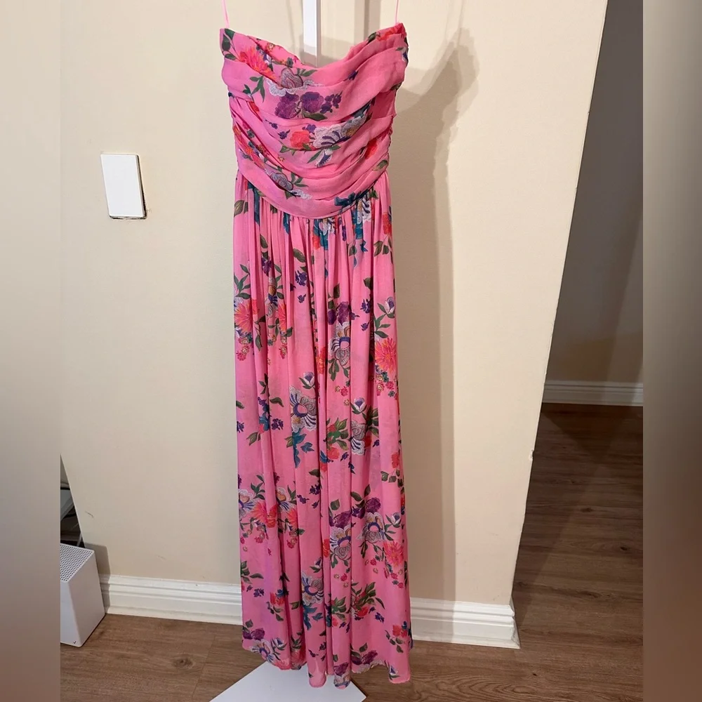 Sau Lee Camille Gown Strapless Pink Floral size 0 - Picture 5 of 7